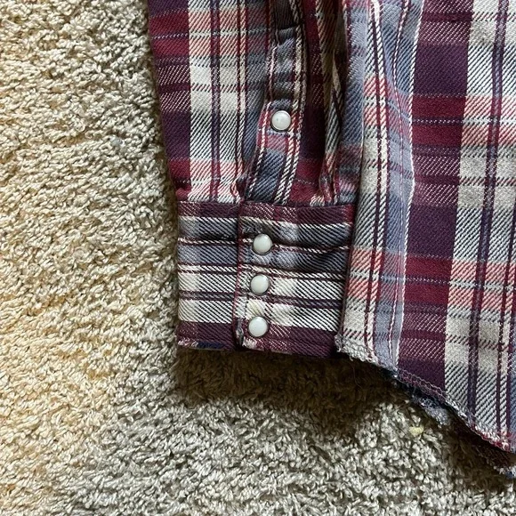 VTG‎ 90s Wrangler Plaid Flannel Pearl Snap Shirt Men XL Long-Sleeve Heavyweight - Picture 4 of 11